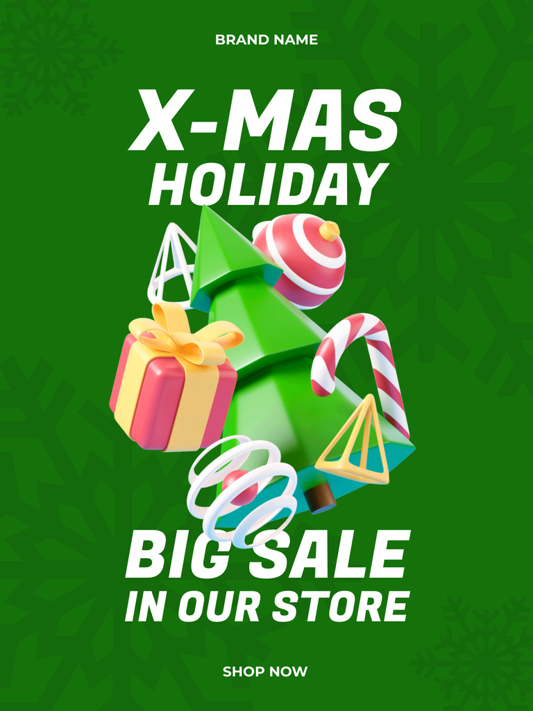 Christmas Clearance Sale Offer Poster US Design Template