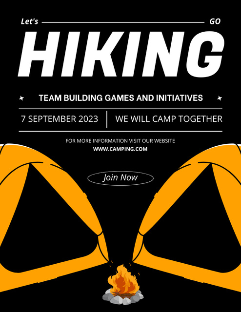 Team Building Games and Activities on Black Poster 8.5x11in Šablona návrhu