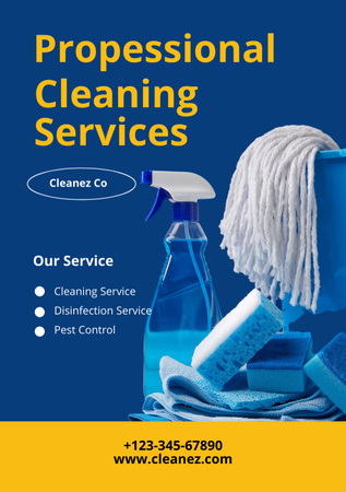 Designvorlage Cleaning Services Ad with Detergents für Flyer A5
