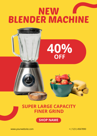 Blender Machines Discount Red and Yellow Flayer Tasarım Şablonu