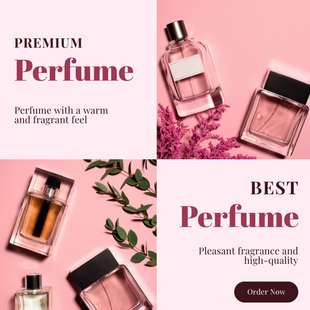 Designvorlage Premium Perfume Pink Collage für Instagram