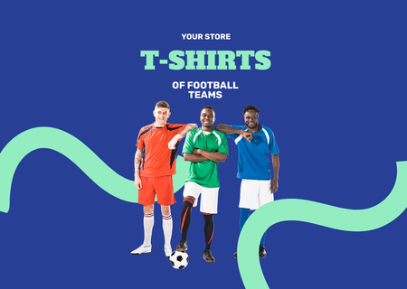 Template di design Vendita di magliette della squadra di calcio su blu Flyer A6 Horizontal