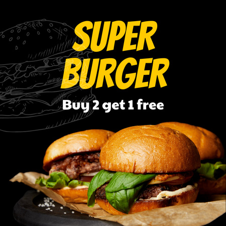 Delicious Burgers Await Your Orders Instagram Design Template