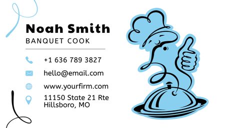 Plantilla de diseño de banquete cook información de contactos Business Card US 