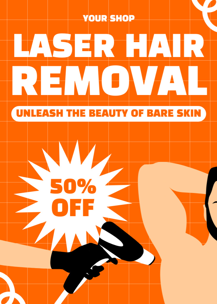 Designvorlage Hair Removal Services Offer on Orange für Flayer