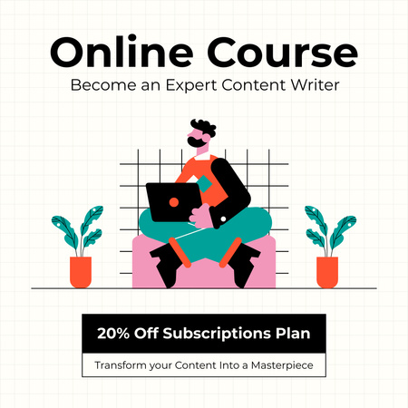 Advanced Online Course For Content Writer With Discount Instagram Design Template