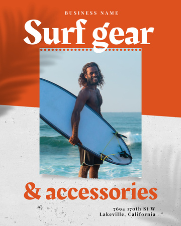 Surf Gear Sale Offer Poster 16x20in Tasarım Şablonu
