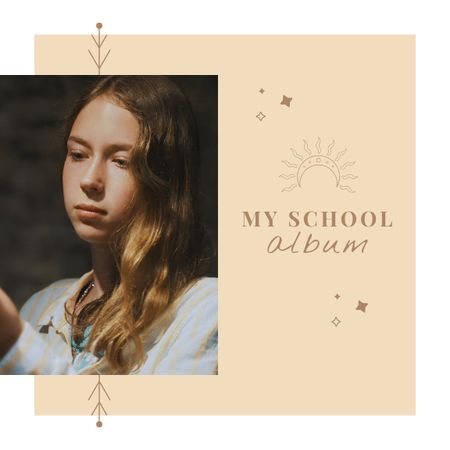 School Graduation Album with Happy Teenagers Photo Book Design Template