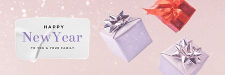 Gift boxes for New Year greeting Email header Design Template