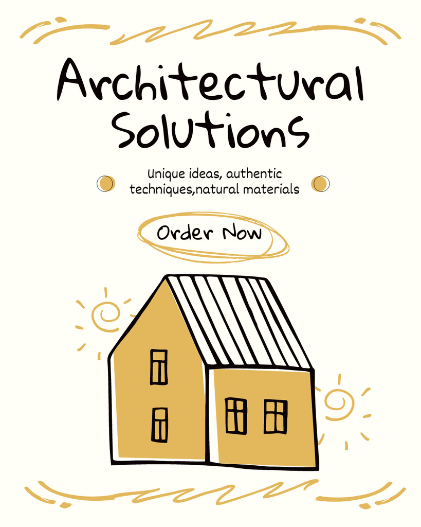 Architectural Solutions Offer withIllustration of Yellow House Instagram Post Verticalデザインテンプレート
