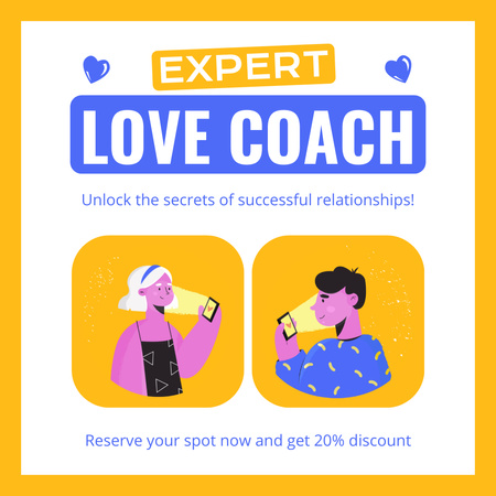 Designvorlage Buchungsort für eine Sitzung mit Love Coach für Instagram