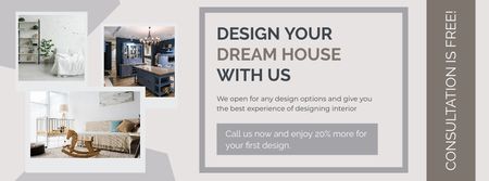 Plantilla de diseño de Diseñe la casa de sus sueños con nosotros Facebook cover 