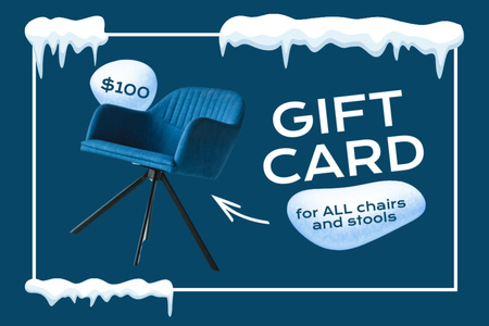 Winter Home Decor Offer with Stylish Chair Gift Certificate Πρότυπο σχεδίασης