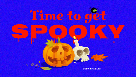 Candy Shop offer with Halloween Pumpkin Youtube Thumbnail Design Template