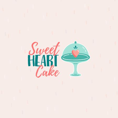 Bakery Offer with Delicious Heart shaped Cake Logo Design Template
