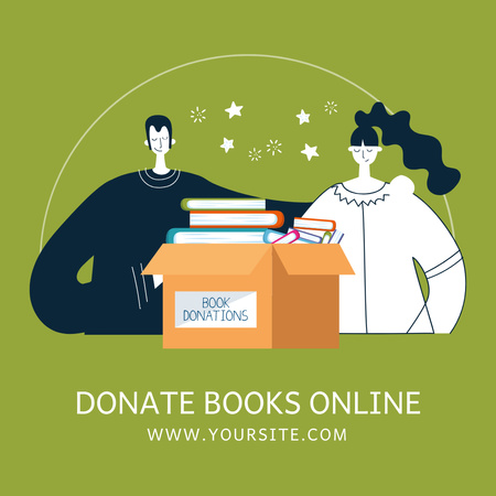 Ontwerpsjabloon van Instagram van Donate Books Online