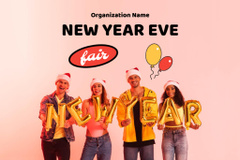 New Year Eve Fair Event Announcement with People holding Letters
