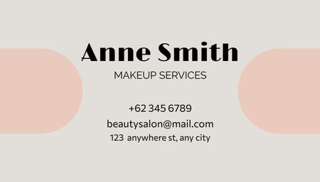 Plantilla de diseño de Oferta Servicios de Maquillaje y Esteticista en Beige Business Card US 