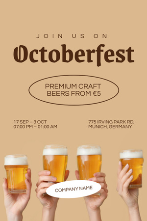 Oktoberfest Celebration Announcement Invitation 6x9in Design Template