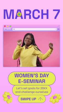 Designvorlage Ankündigung des E-Seminars zum Frauentag für Instagram Video Story