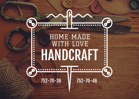 Handmade Goods Store With Scissors Postcard 5x7in Design Template
