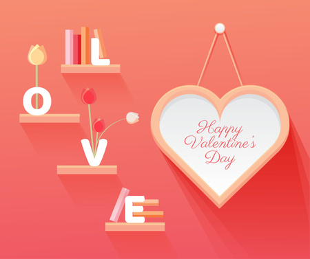 Template di design Valentine's Day Greeting Heart and Books Facebook