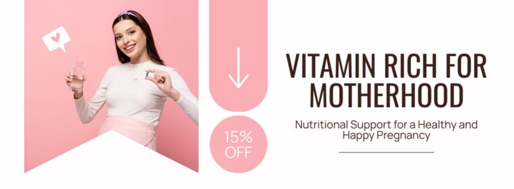 Discount on Vitamins for Rich Motherhood Facebook cover Design Template