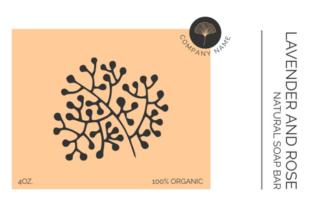 Designvorlage Bio-Seifenstück mit Lavendel und Rose für Label