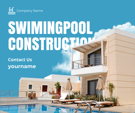 Offer of Swimming Pool Construction Services Large Rectangle Design Template