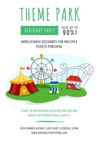Modèle de visuel Birthday party in Theme park - Poster