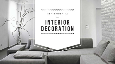 Interior Workshop ad with Sofa in grey FB event cover Modelo de Design