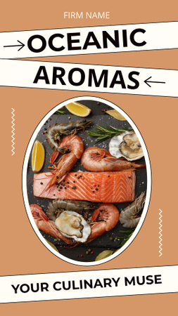 Delicious Cooked Shrimps and Salmon Instagram Story Design Template