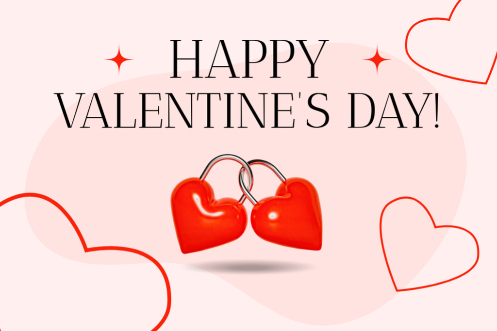 Platilla de diseño Heart Shaped Locks for Valentine's Day Greeting Postcard 4x6in