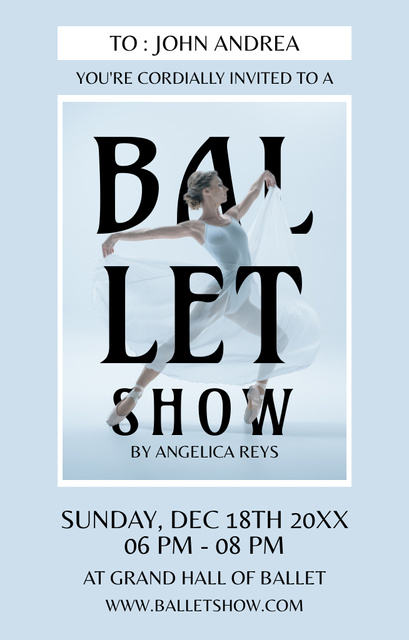 Ballet Show Ad Layout with Photo Invitation 4.6x7.2in Πρότυπο σχεδίασης