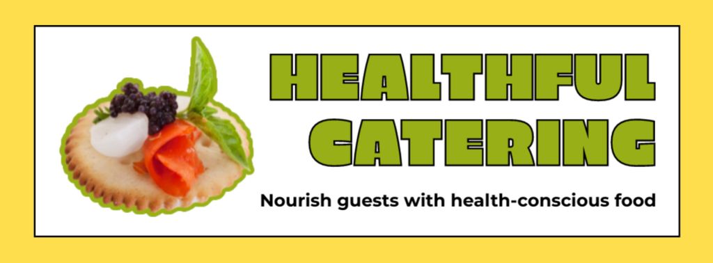 Healthful Catering Ad with Tasty Canape Snack Facebook cover Modelo de Design