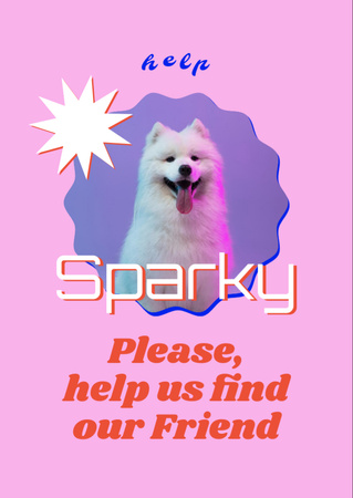 Announcement about Missing of Cute Dog Flyer A6 Design Template