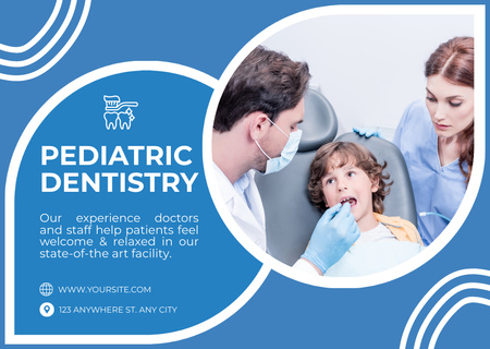 Ad of Pediatric Dentistry with Little Kid Card Design Template