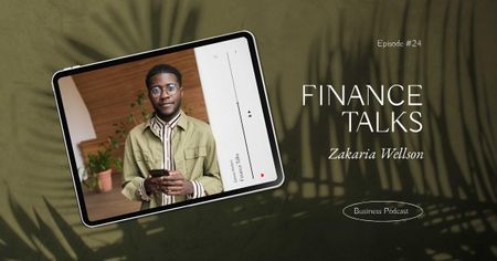 Designvorlage Financial Podcast Announcement with Successful Businessman für Facebook AD