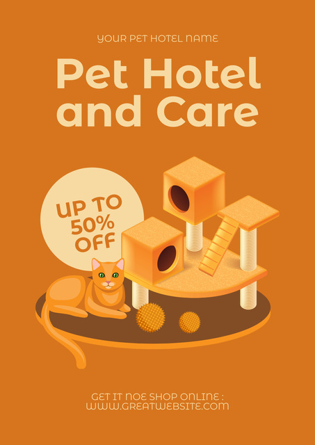 Pet Hotel and Animal Care Posterデザインテンプレート