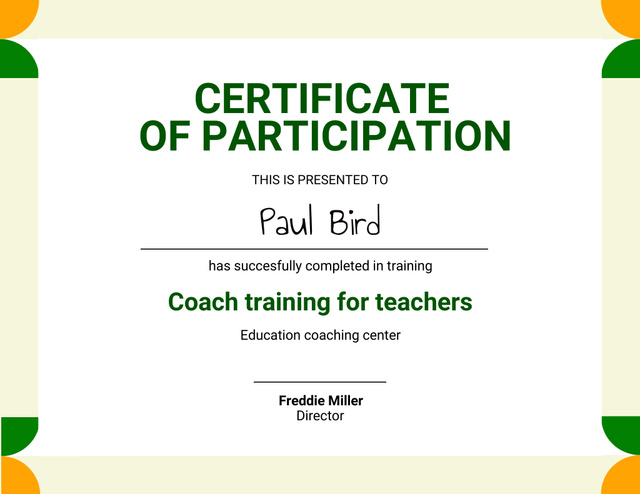 Laudable Acknowledgment of Training Accomplishment Certificateデザインテンプレート