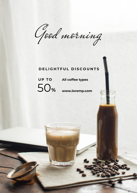 Plantilla de diseño de Cup with Latte for good morning Poster 