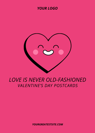Valentine's Day Celebration with Cute Cheerful Heart Postcard 5x7in Vertical Šablona návrhu