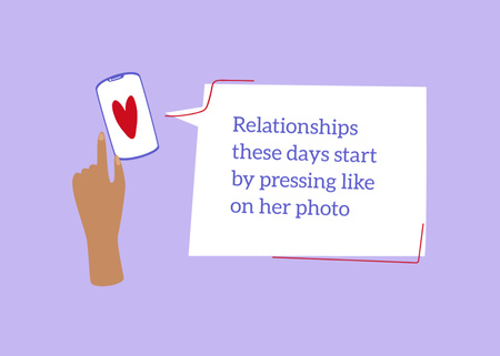 Modèle de visuel Phrase drôle sur le début d'une relation sur violet - Postcard 5x7in