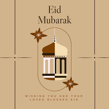 Congratulations on Eid Mubarak in Pastel Colors Instagram Design Template
