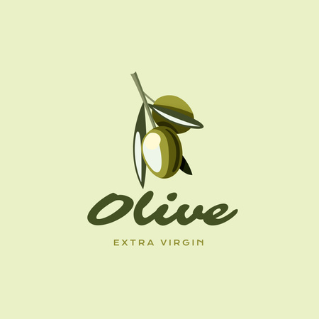 Emblem for Olive Oil Brand on Green Logo Design Template