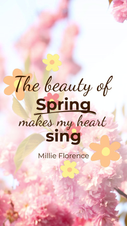 Designvorlage Zitat über die Schönheit des Frühlings mit Blumen für TikTok Video
