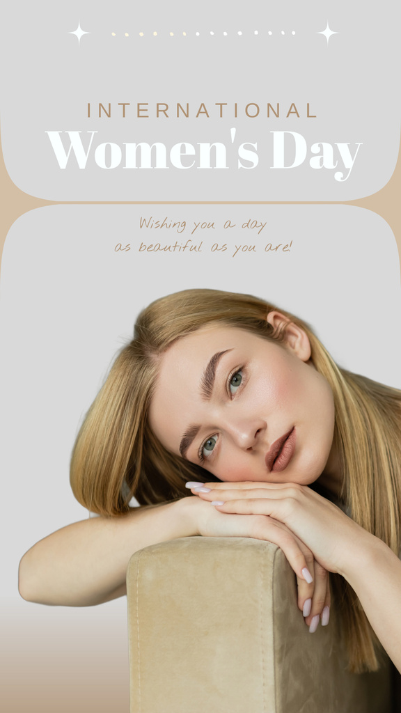 Template di design International Women's Day with Tender Young Woman Instagram Story