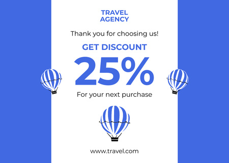 Travel Agency Discount Offer on Blue and White Card Design Template