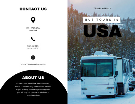 Bus Travel Tours to USA Brochure 8.5x11in Bi-fold Design Template