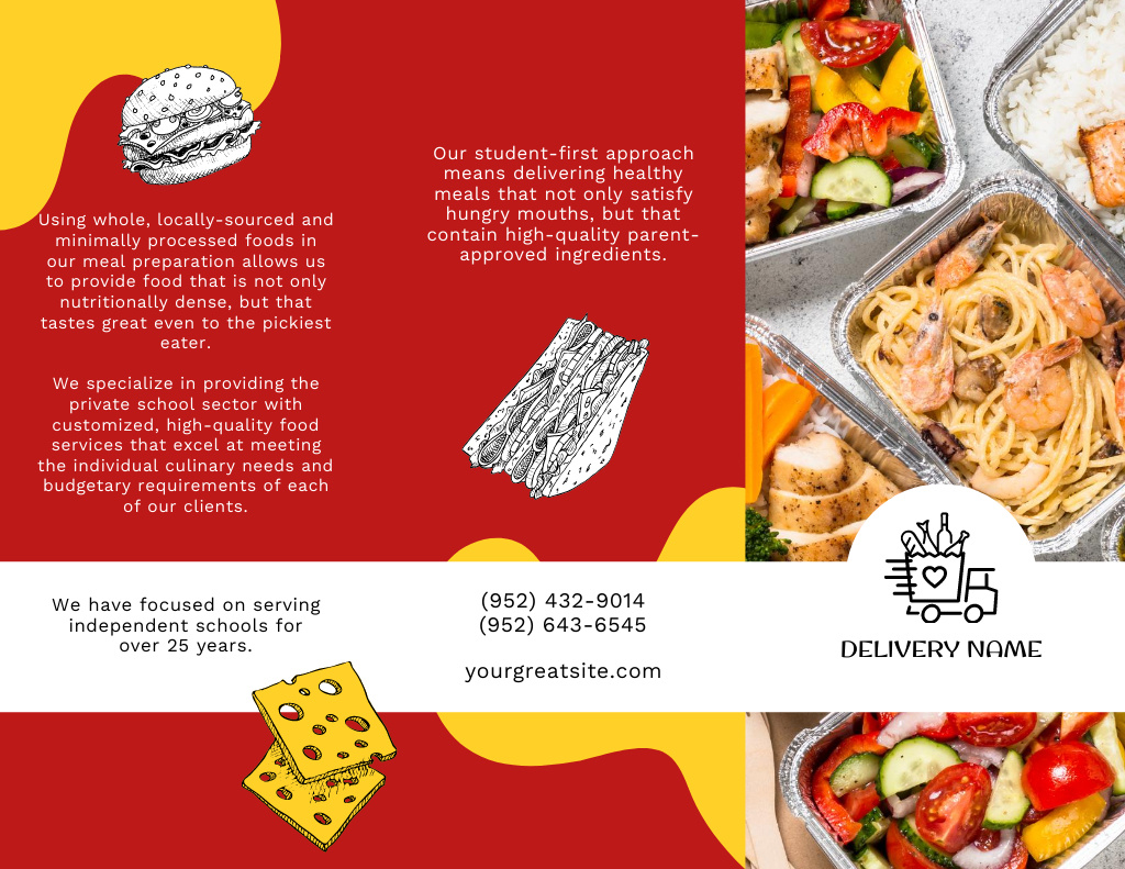 Designvorlage School Food Ad with Lunch Boxes für Brochure 8.5x11in